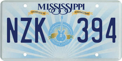 MS license plate NZK394