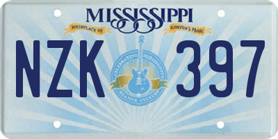 MS license plate NZK397
