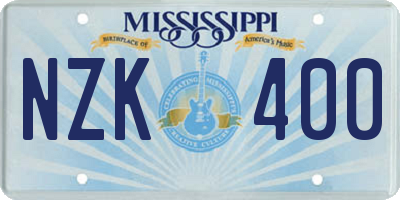 MS license plate NZK400