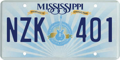 MS license plate NZK401