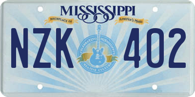 MS license plate NZK402