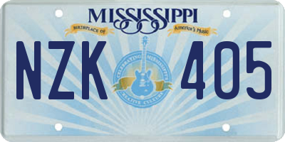 MS license plate NZK405