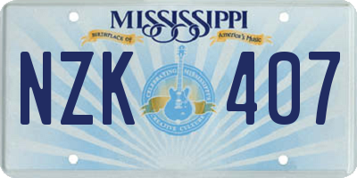 MS license plate NZK407