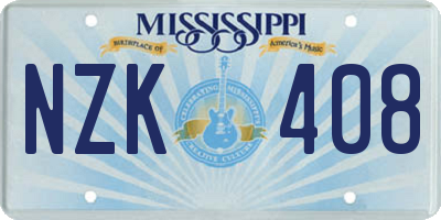 MS license plate NZK408