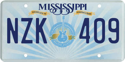 MS license plate NZK409