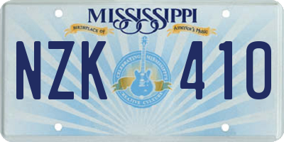 MS license plate NZK410