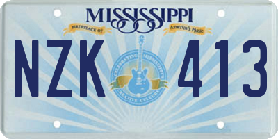 MS license plate NZK413