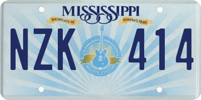 MS license plate NZK414