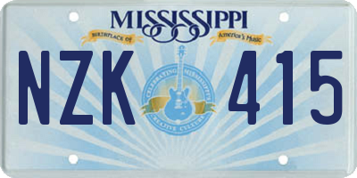 MS license plate NZK415