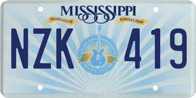 MS license plate NZK419