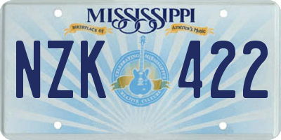 MS license plate NZK422