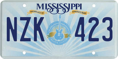 MS license plate NZK423