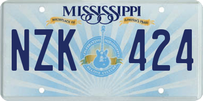MS license plate NZK424
