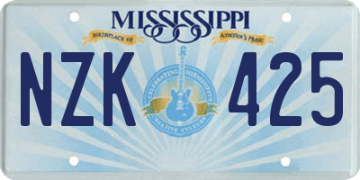 MS license plate NZK425