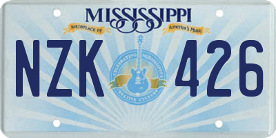 MS license plate NZK426