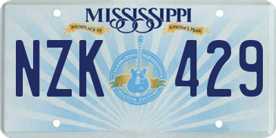 MS license plate NZK429