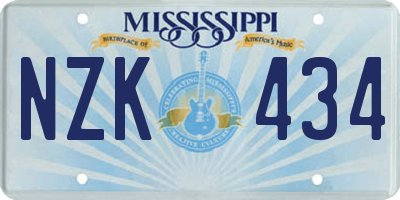 MS license plate NZK434