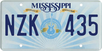 MS license plate NZK435