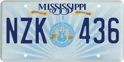 MS license plate NZK436