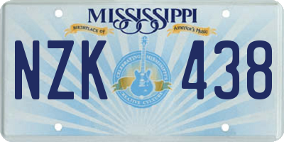 MS license plate NZK438