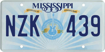 MS license plate NZK439