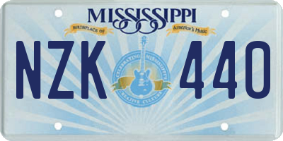 MS license plate NZK440