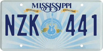 MS license plate NZK441