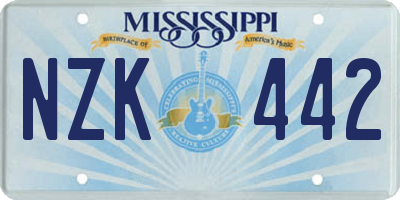 MS license plate NZK442