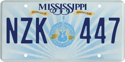 MS license plate NZK447