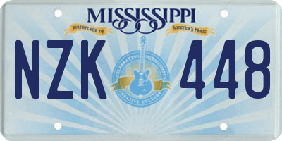 MS license plate NZK448