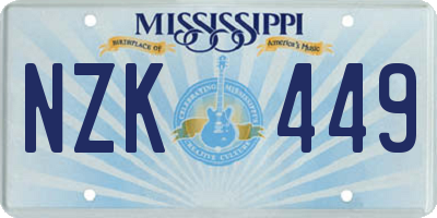 MS license plate NZK449