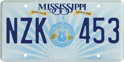 MS license plate NZK453
