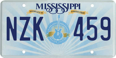 MS license plate NZK459