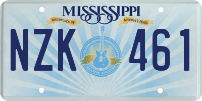 MS license plate NZK461