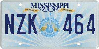 MS license plate NZK464