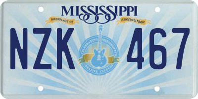 MS license plate NZK467