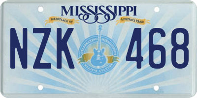 MS license plate NZK468