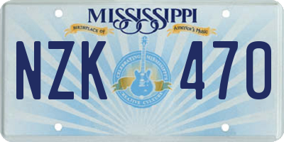 MS license plate NZK470