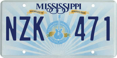 MS license plate NZK471