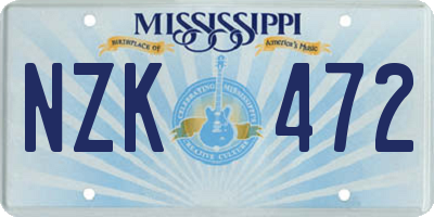 MS license plate NZK472