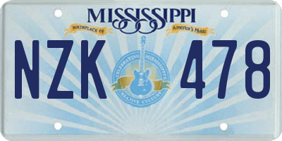 MS license plate NZK478