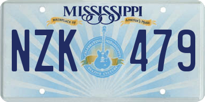MS license plate NZK479