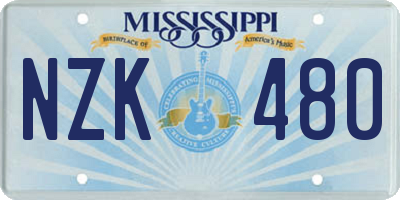 MS license plate NZK480