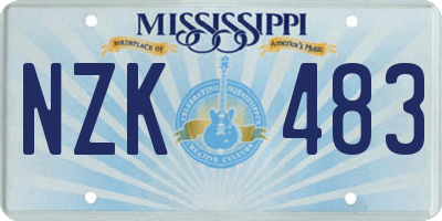 MS license plate NZK483