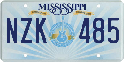 MS license plate NZK485