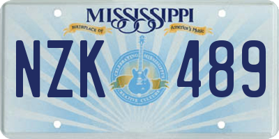 MS license plate NZK489