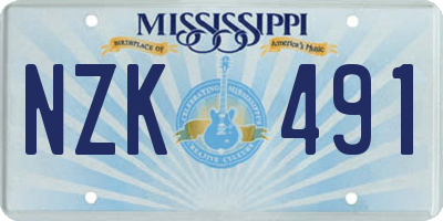 MS license plate NZK491
