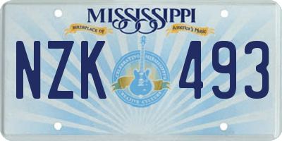 MS license plate NZK493