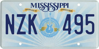 MS license plate NZK495