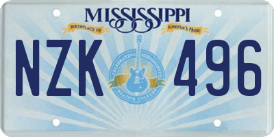 MS license plate NZK496
